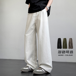 秋季美式ins纯色休闲工装裤男生潮流宽松直筒阔腿裤子K810特P45