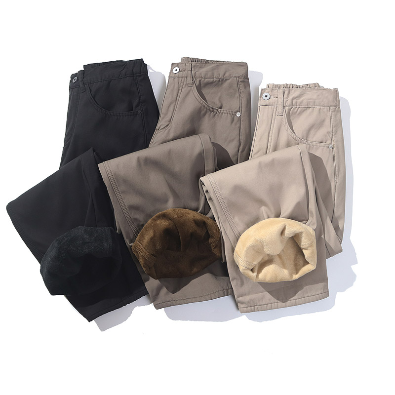 冬季新款美式加绒加厚休闲裤男生潮流宽松直筒长裤子KZ88P52，男装卫衣，电商B203-1