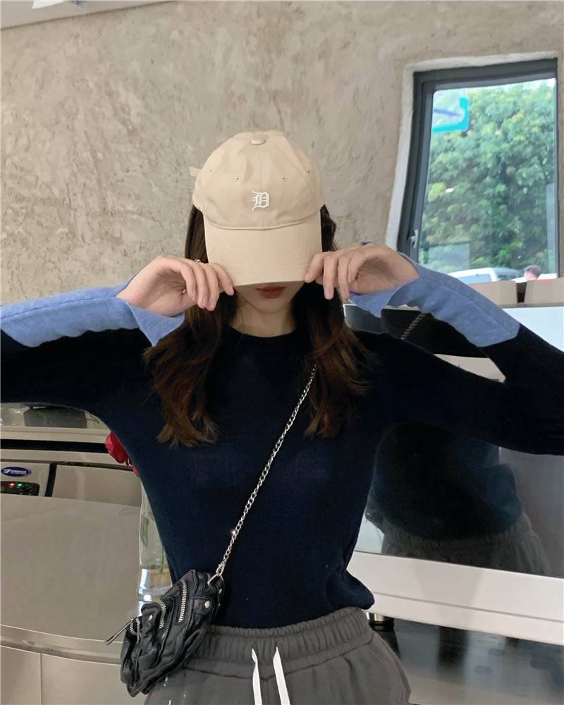 Real price color contrast long sleeve T-shirt + high waist straight tube loose graffiti print legged sports pants for women