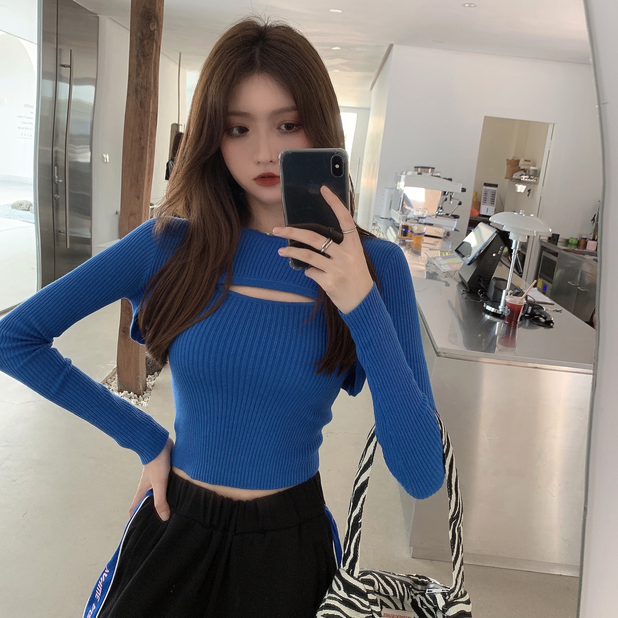 Real price knitting sling slim short sweater 2-piece Set + loose corset color matching pants