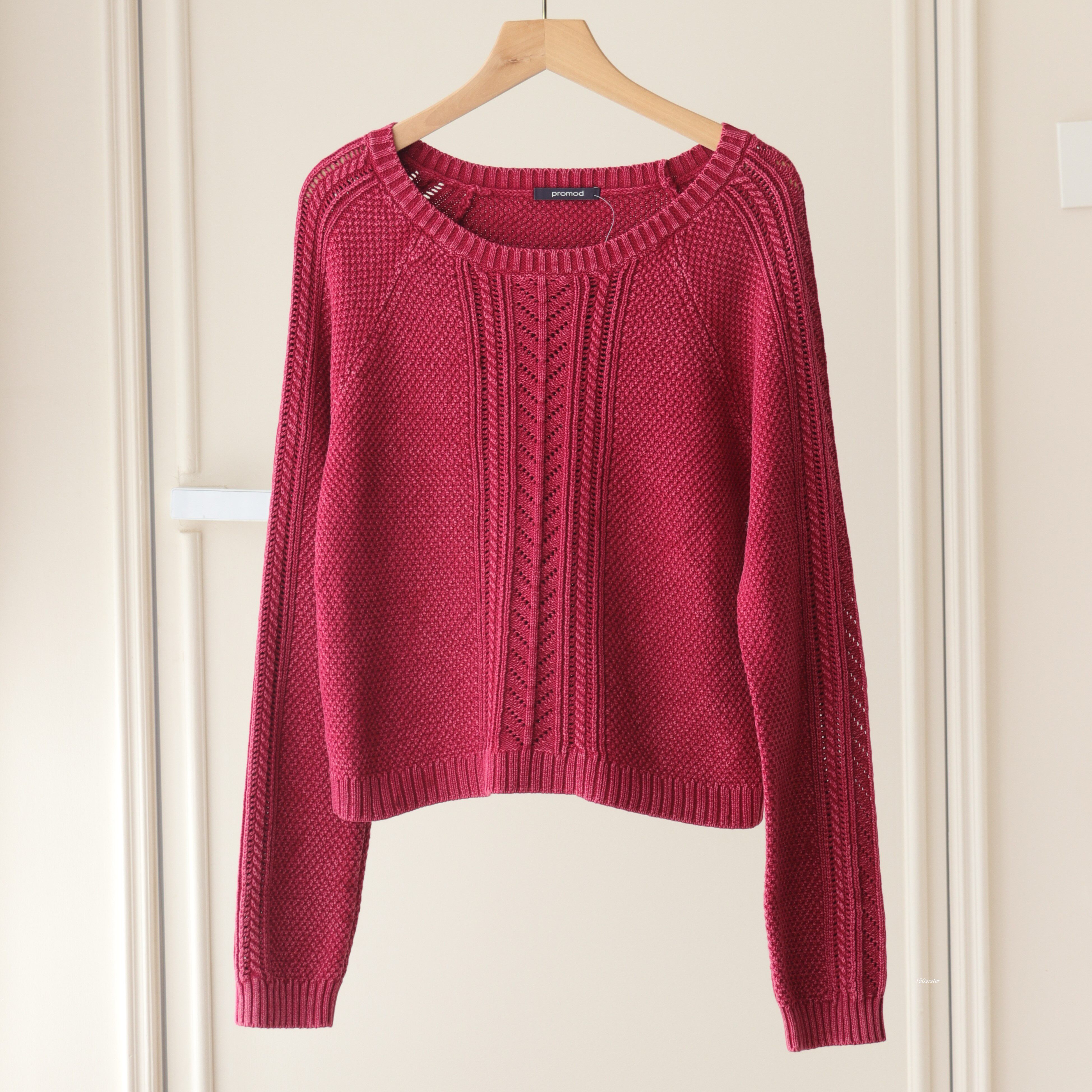 法式麻花纹针织衫女圆领套头毛衣