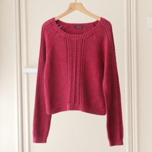 2025冬季新款 法国pr0m@d家 极简风麻花纹针织衫女圆领套头毛衣