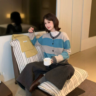 10.22拿捏ins韩系松弛感【SUSAN】韩系撞色百搭通勤软糯条纹毛衣