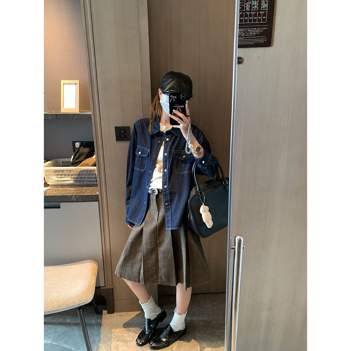 秋季新款 水洗蓝调双口袋宽松休闲叠穿牛仔衬衫外套 MQ1819