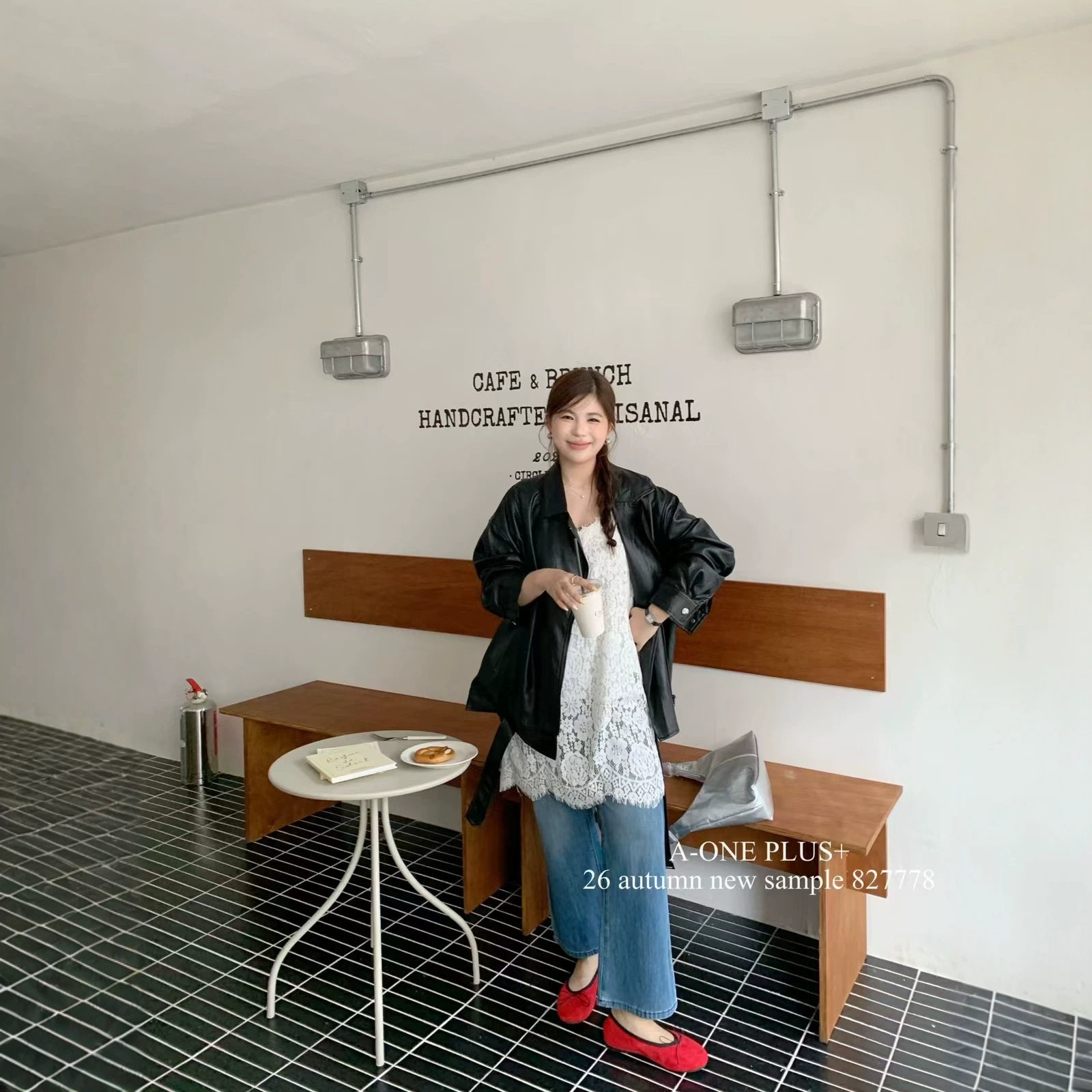 大码胖mm女装美式2026秋季新款酷飒风复古宽松机车气质皮衣+腰带