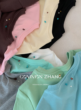 CZZHANG夏季可露丽风多色小众百搭简约基础款短袖T恤女A10099甜美