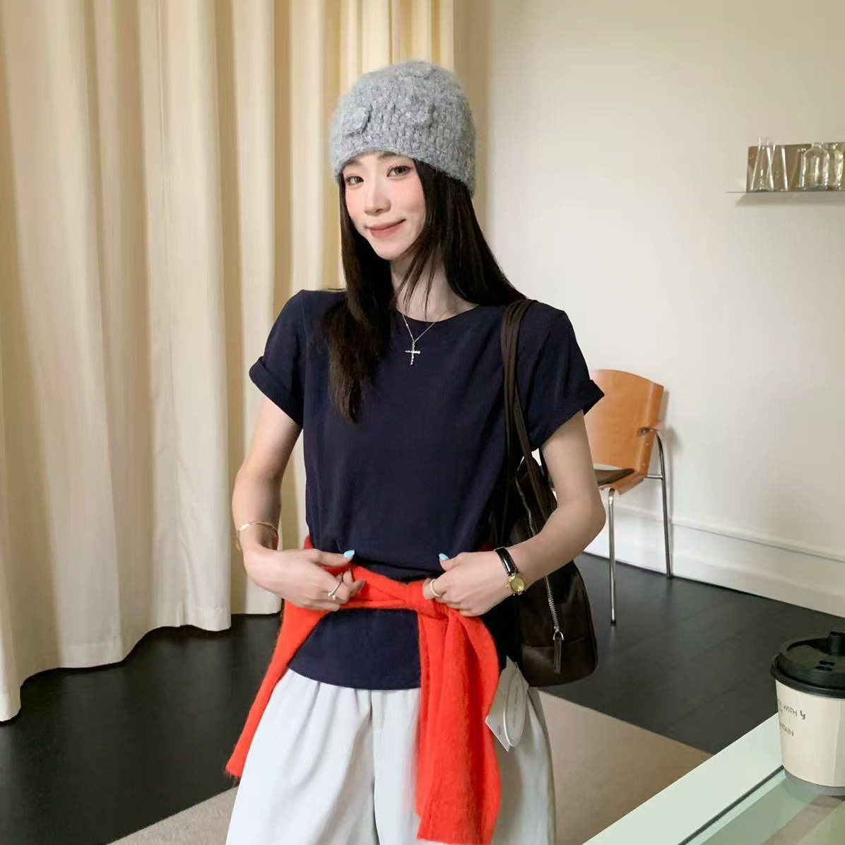 SUSAN 早秋软糯磨毛棉基础纯色跑量款简约百搭短袖T恤656磨毛