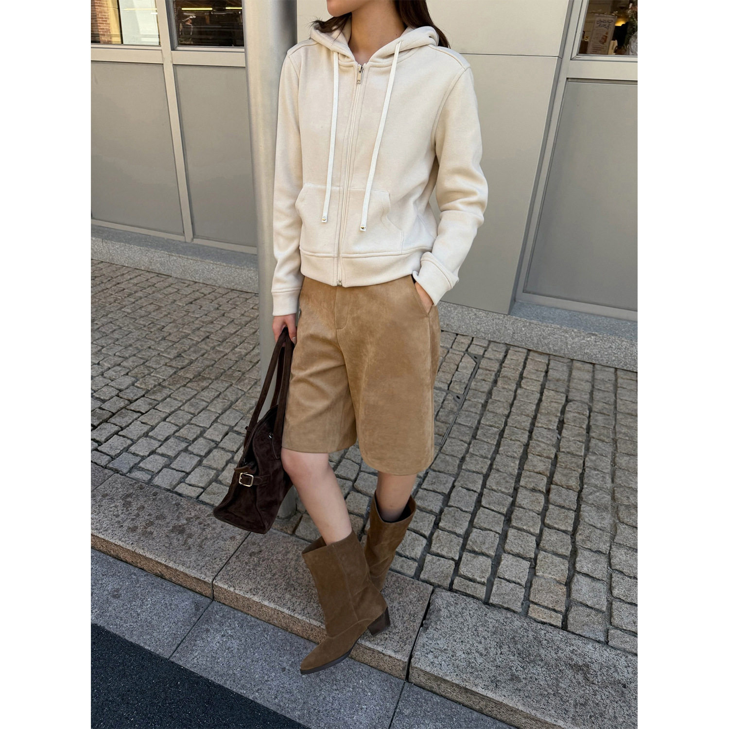 HX 松弛过冬加绒保暖基础连帽卫衣女2026新款百搭拉链外套27629