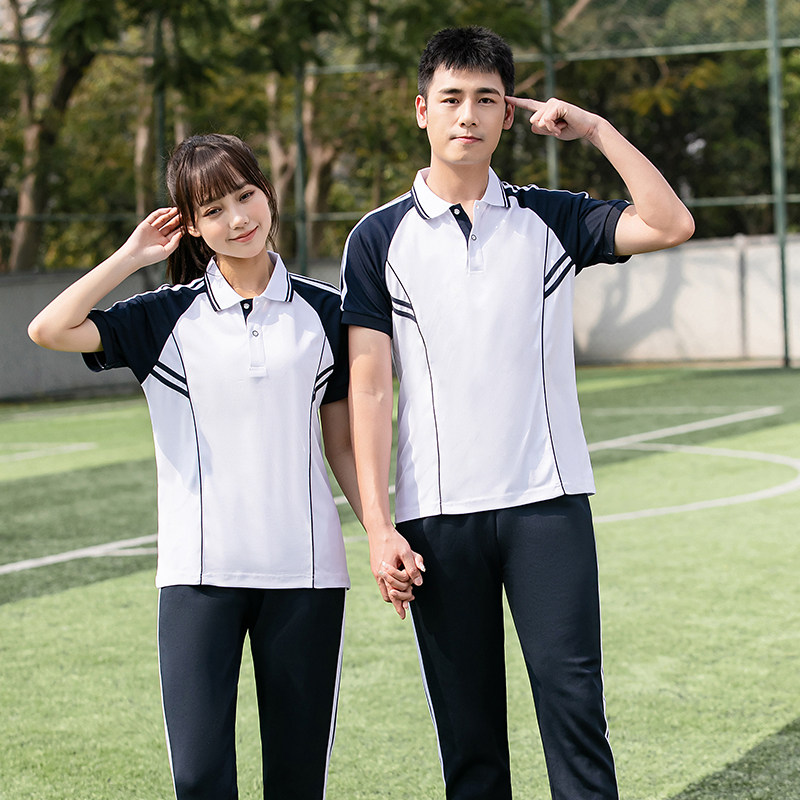 学院风短袖蓝白中学生校服套装