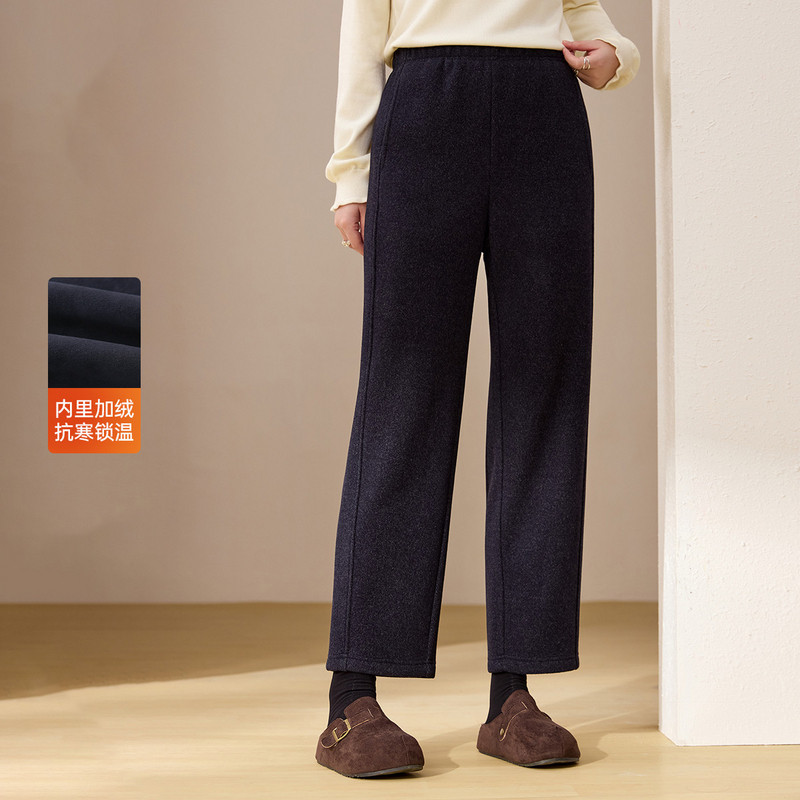【慵懒加绒裤子】纤莉秀大码女装舒适百搭休闲裤胖mm2025冬装新款