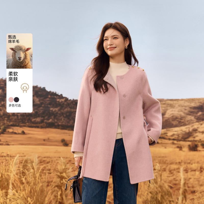 【100绵羊毛收腰毛呢外套】纤莉秀大码慵懒简约开衫胖mm冬装新款,女装/女士精品,常规大码外套,淘宝优惠券,粉丝福利购,淘宝优惠卷