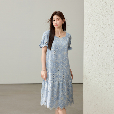 【生如夏花】波西米亚民族风纯棉连衣裙纤莉秀大码女装胖mm夏新款