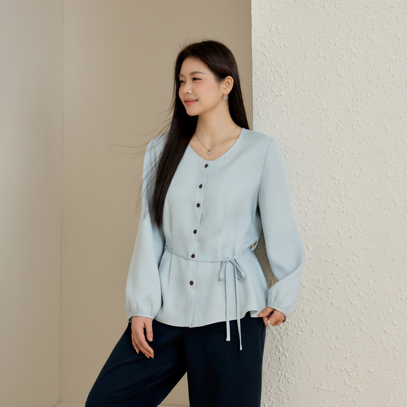 【系带收腰知性衬衫】纤莉秀大码女装通勤百搭上衣胖mm2026春新款,女装/女士精品,大码内搭,淘宝优惠券,粉丝福利购,淘宝优惠卷