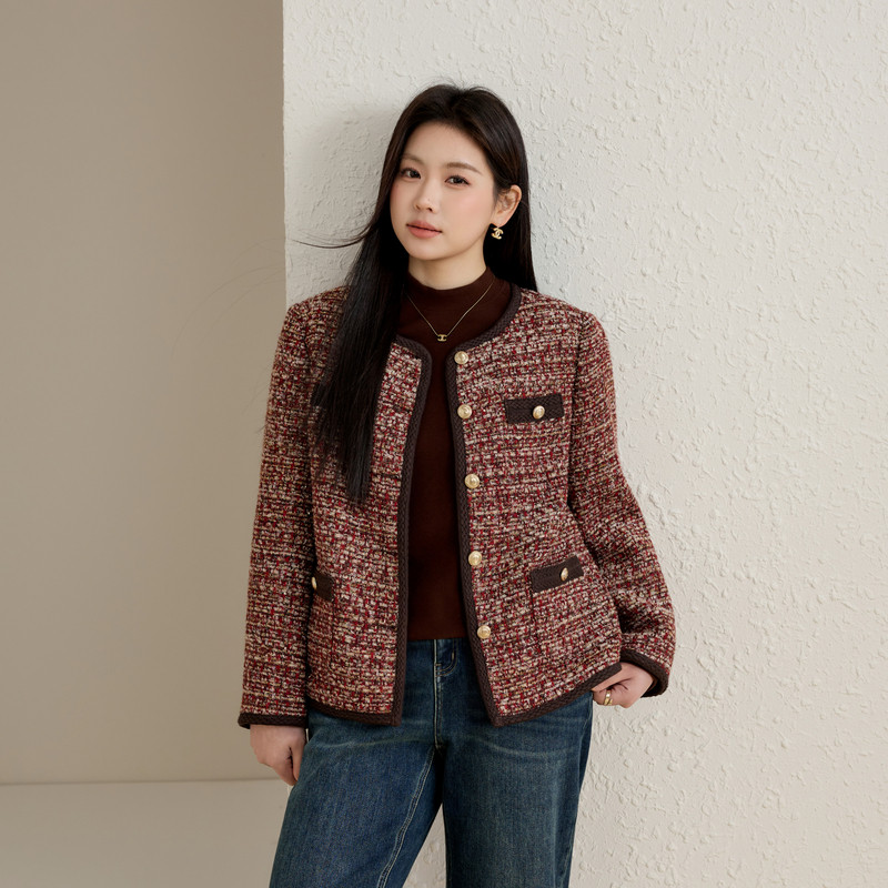 【新年战袍】千金风粗花呢肌理感短外套纤莉秀大码女装胖mm春新款,女装/女士精品,常规大码外套,淘宝优惠券,粉丝福利购,淘宝优惠卷