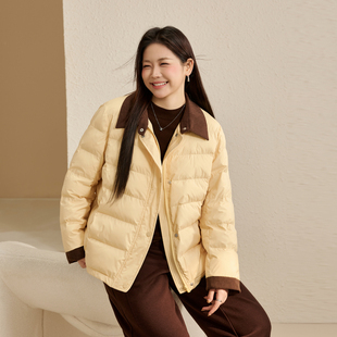 女装 黄油巴恩风灯芯绒翻领棉服纤莉秀大码 胖mm2025冬新款 时光