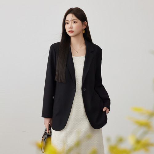 长袖新款高级感西装领苹果型常规