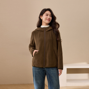 连帽百搭外套 胖mm2025冬装 纤莉秀大码 休闲慵懒风开衫 新款 女装