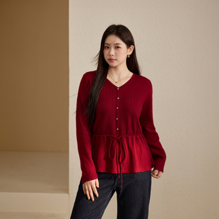 幽兰 胖mm冬装 抽绳小众设计软糯伞摆针织衫 女装 新款 纤莉秀大码