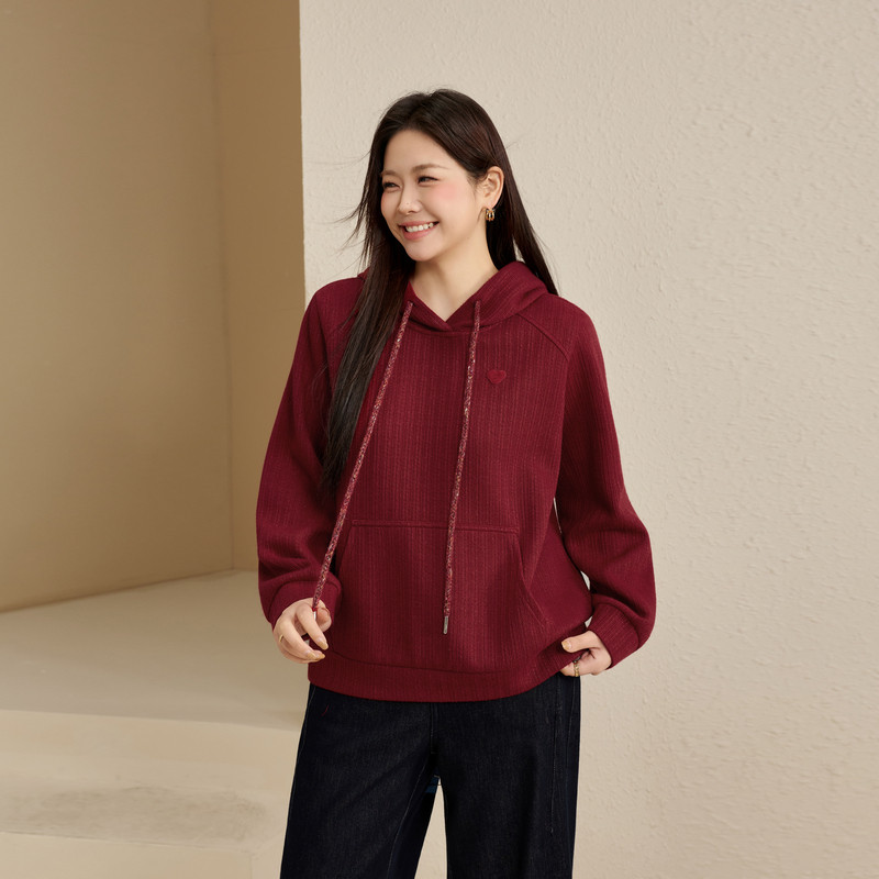 【爱心刺绣坑条纹理连帽卫衣】纤莉秀大码女装甜酷上衣胖mm春新款,女装/女士精品,大码内搭,淘宝优惠券,粉丝福利购,淘宝优惠卷