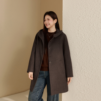 【连帽中长款外套】纤莉秀大码女装时髦气质开衫胖mm2025冬装新款