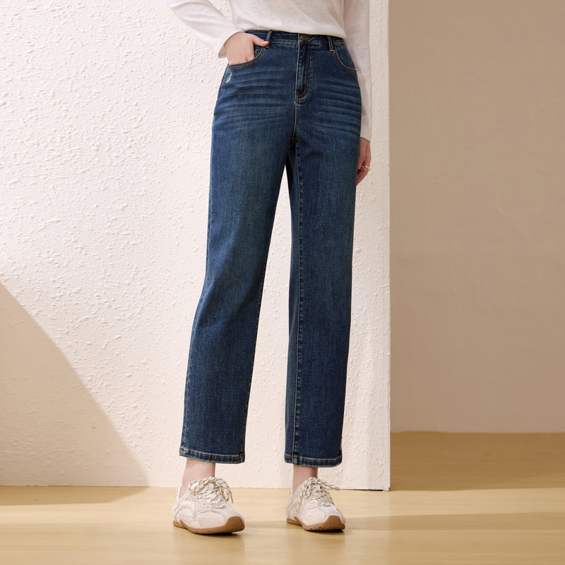 【休闲通勤老爹裤】简约百搭牛仔裤纤莉秀大码女装胖mm2026春新款,女装/女士精品,大码裤装,淘宝优惠券,粉丝福利购,淘宝优惠卷
