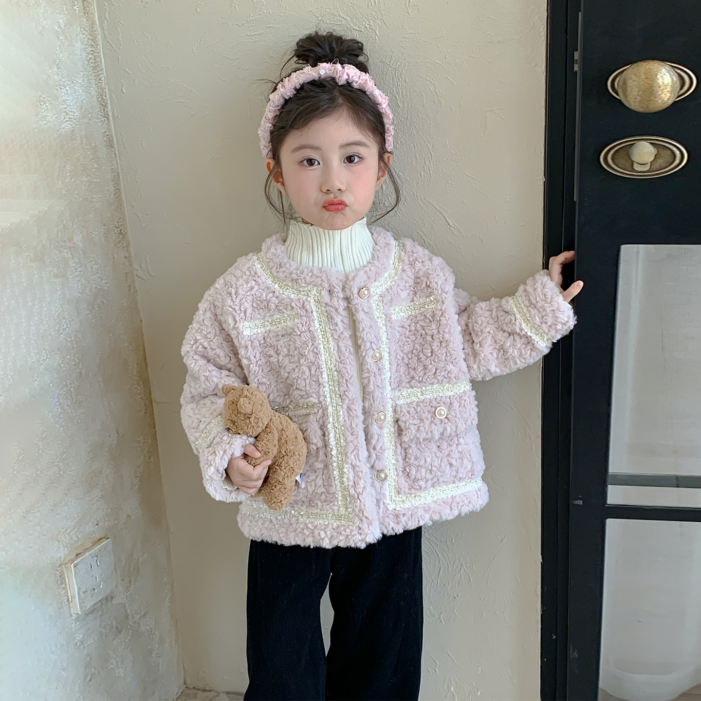 女童名媛气质小香风毛毛外套韩版