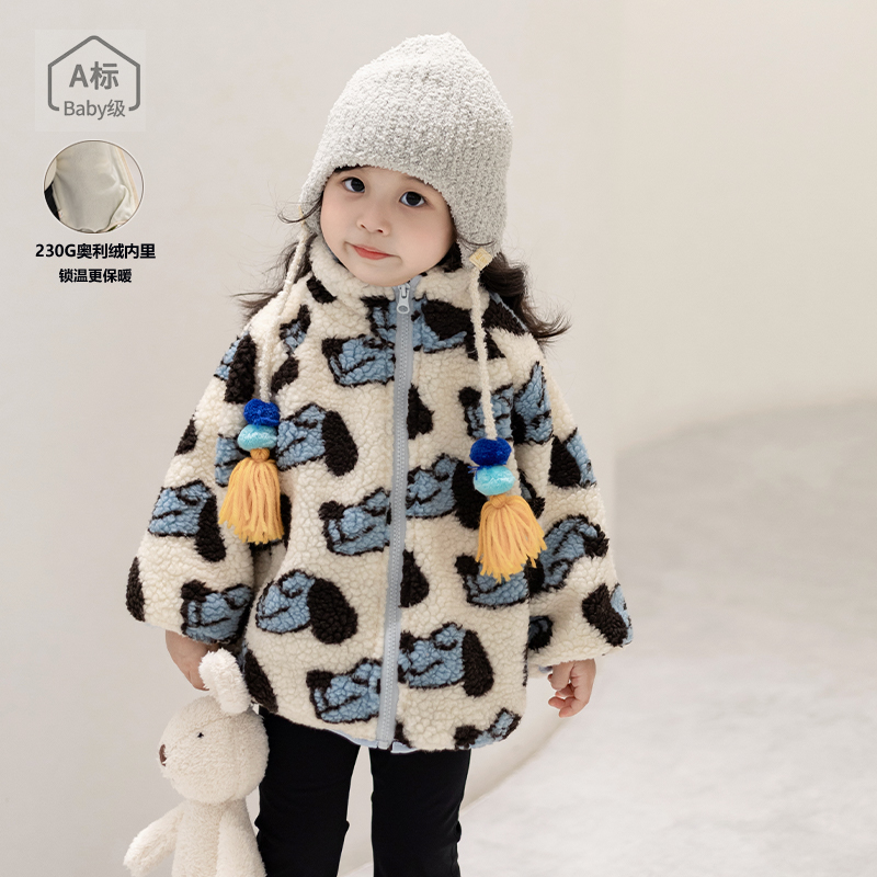 A类男女宝宝羊羔毛厚外套亲子装