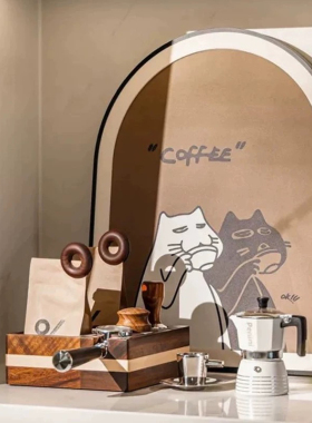 咖啡主题吧台装饰画st现代奶油风