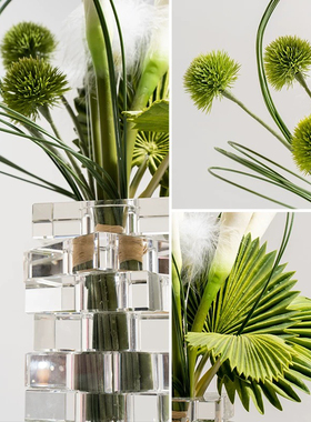 现代酒店售楼部样板房餐桌客厅洽谈桌托盘仿真花艺时钟组合摆件