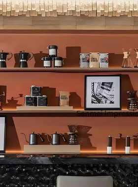 现代轻奢售楼处酒店水吧区挂画咖啡摩卡壶磨豆机咖啡主题装饰摆件