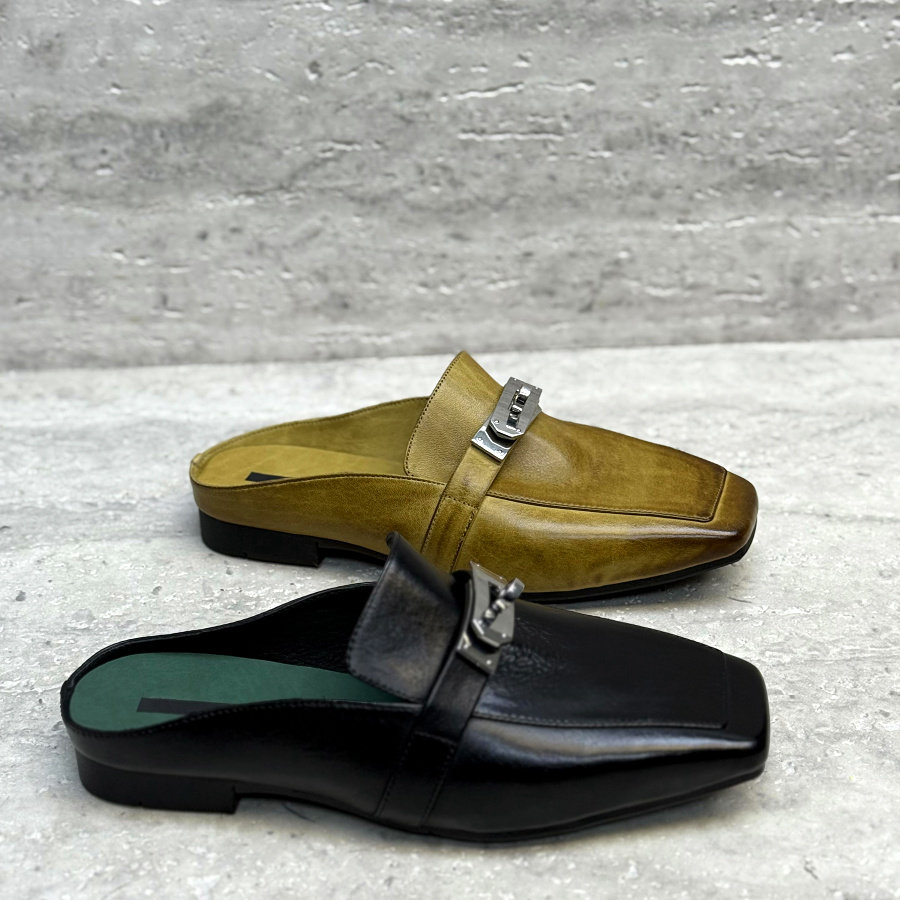 欧洲站女鞋2026春季新款欧货真皮低跟平底复古渐变色外穿包头拖鞋,女鞋,包头拖,淘宝优惠券,粉丝福利购,淘宝优惠卷