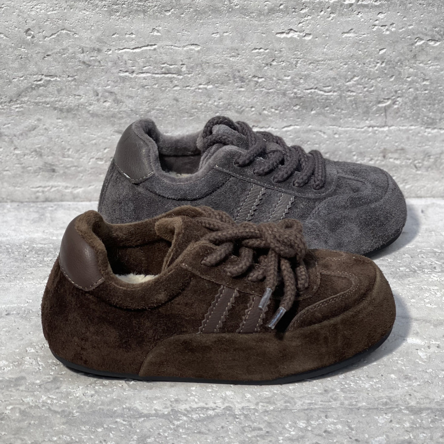 磨砂系带平底加绒保暖德训鞋板鞋