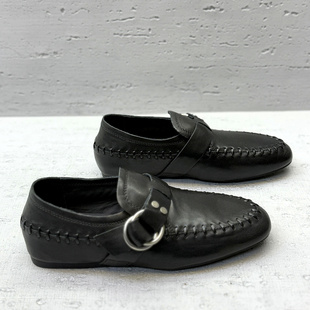 欧洲站欧货女鞋2026春新真皮编织乐福鞋皮带扣一脚蹬懒人平底单鞋