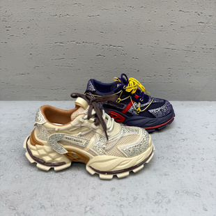 绑带运动休闲鞋 欧洲站欧货女鞋 厚底增高烫钻老爹鞋 新款 潮 2026春季