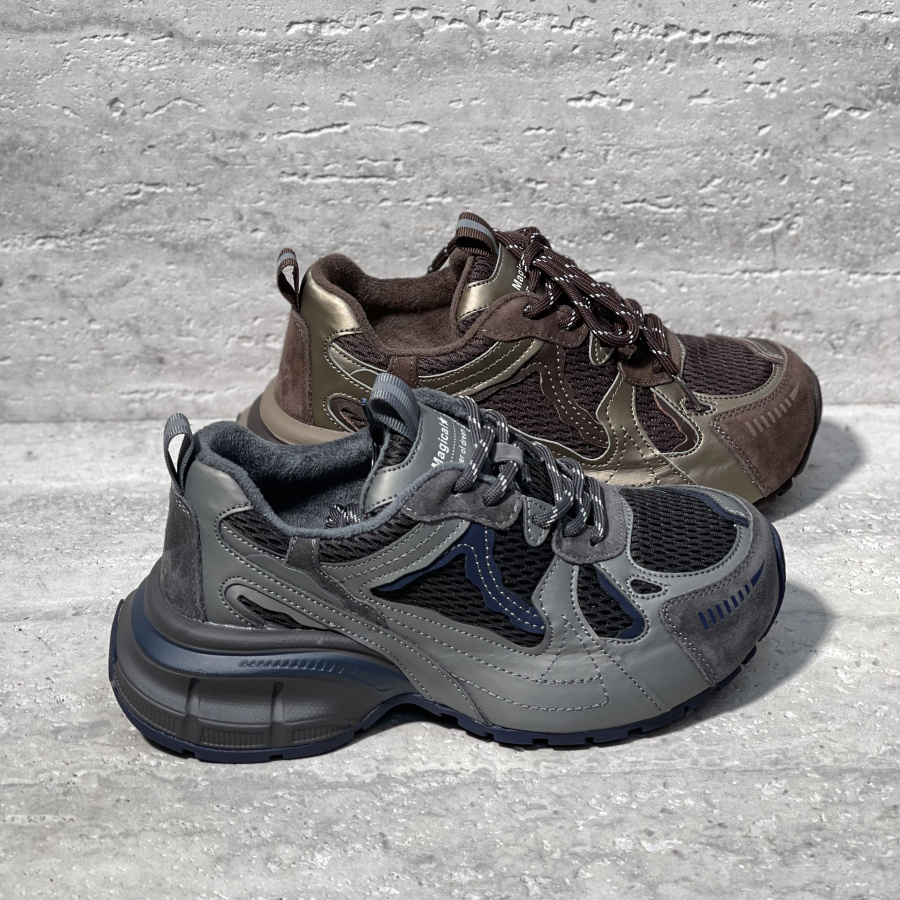 系带加绒保暖休闲运动鞋老爹鞋女