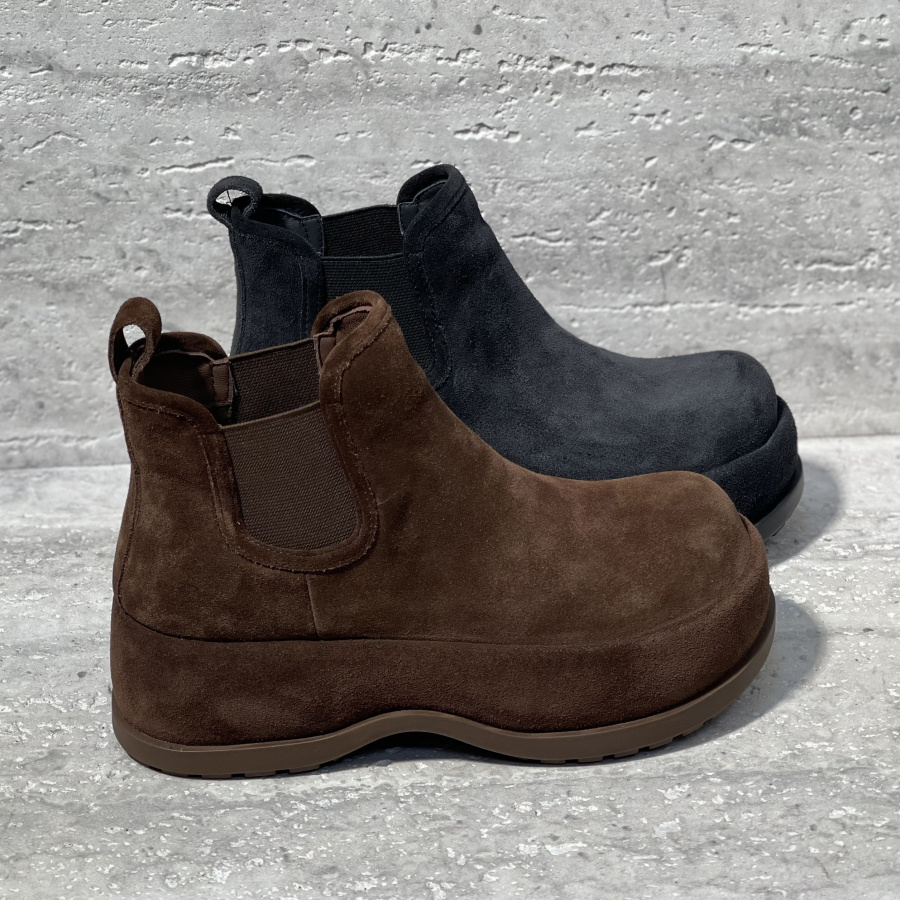 牛反绒厚底增高套筒切尔西靴短靴