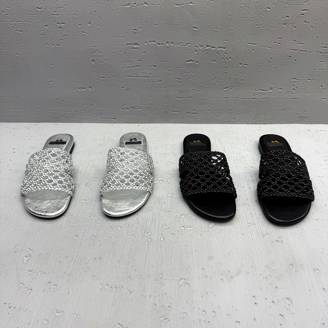 欧洲站女手工编织平底防滑一字拖