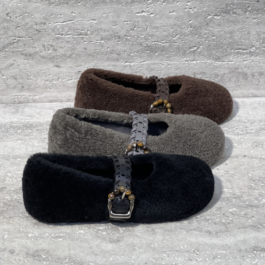 加绒保暖皮带扣平底玛丽珍鞋棉鞋