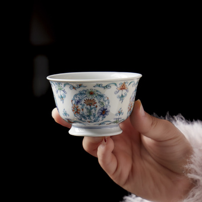 景德镇主人杯茶杯单杯个人茶杯釉下青花雏菊主人杯青花瓷茶杯