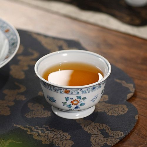 景德镇主人杯茶杯单杯个人茶杯青花瓷釉下青花瓷八宝纹主人杯