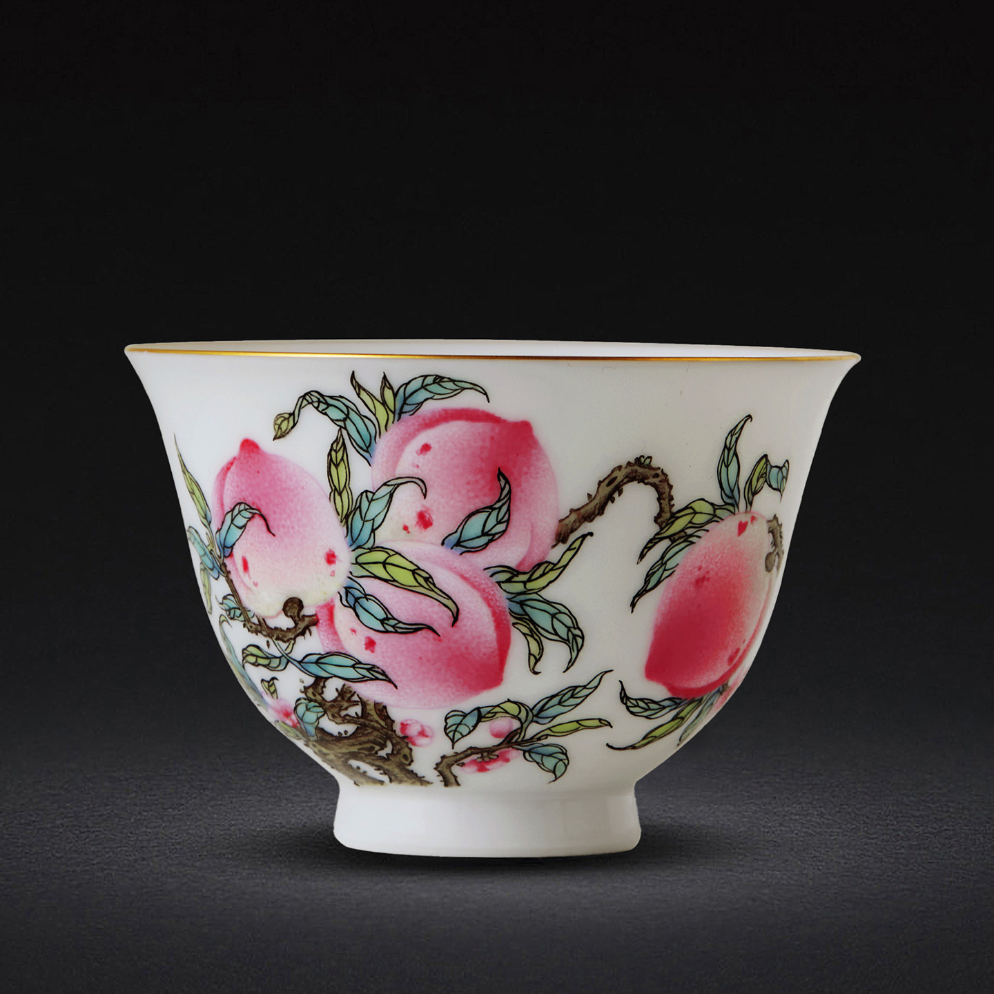 主人杯个人茶杯景德镇陶瓷纯手工手绘粉彩寿桃鸡心杯功夫茶杯