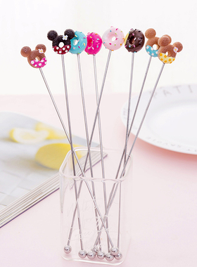 卡通搅拌棒可爱304不锈钢 咖啡奶粉搅拌勺奶茶果汁饮料长柄调酒棒