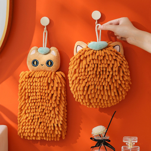 可爱雪尼尔擦手巾挂式 厨房卫生间抹手毛巾超强吸水加厚手帕不掉毛