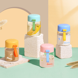 高颜值杯子玻璃提绳便携可爱迷你水杯女生单层耐高温小巧随手水瓶