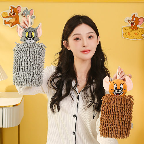 卡通可爱雪尼尔擦手巾厨房挂式