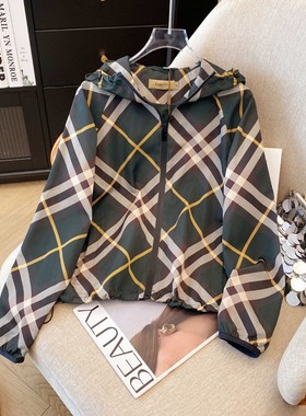 [夹克外套]思尼莉莉家春季新款立领潮流格子印花时尚外套126375