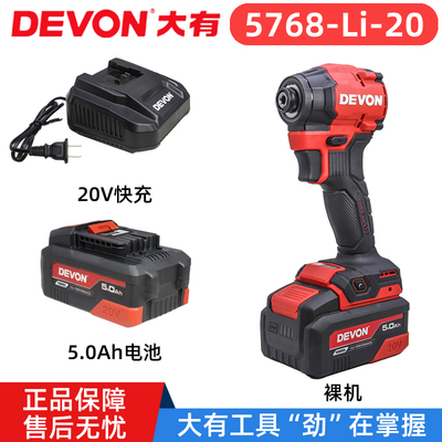 大有5768锂电起子机150牛原装配件20V快充75W充电器5000毫安电池