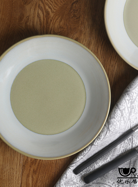 外贸出口美国sango盘子 小清新圆盘 磨砂绿色创意西餐盘 陶瓷平盘