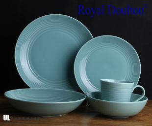 墨绿色道尔顿陶瓷盘子沙拉碗杯子 doulton外贸出口餐具 Royal