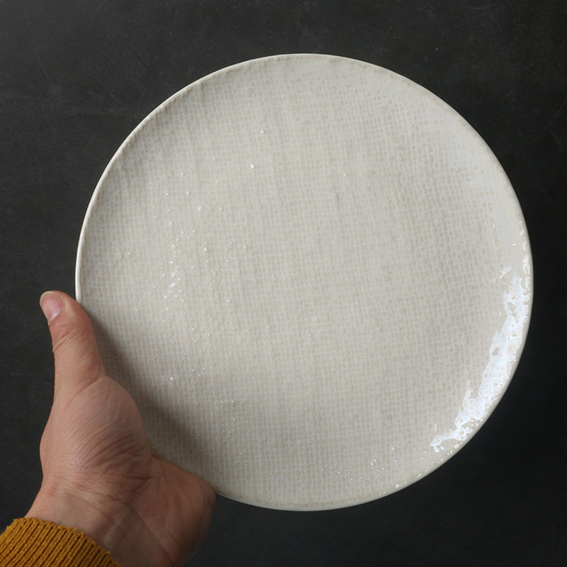 【某牌 孤品】麻布纹系列洛娃白盘子【高端 新骨瓷】浮雕创意平盘,餐饮具,盘,淘宝优惠券,粉丝福利购,淘宝优惠卷